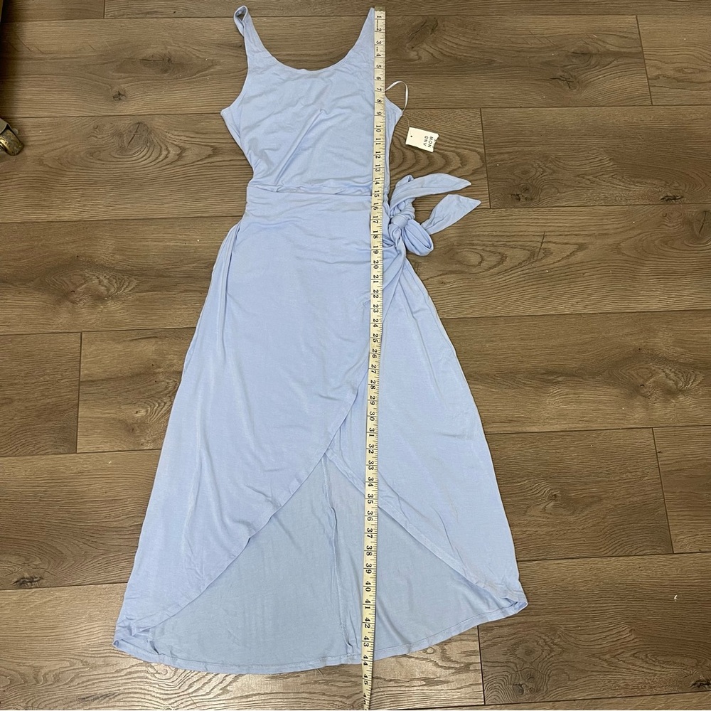 And Now This Elegant Blue Sleeveless Side Tie Tulip Midi Dress Size XS - Picture 6 of 9